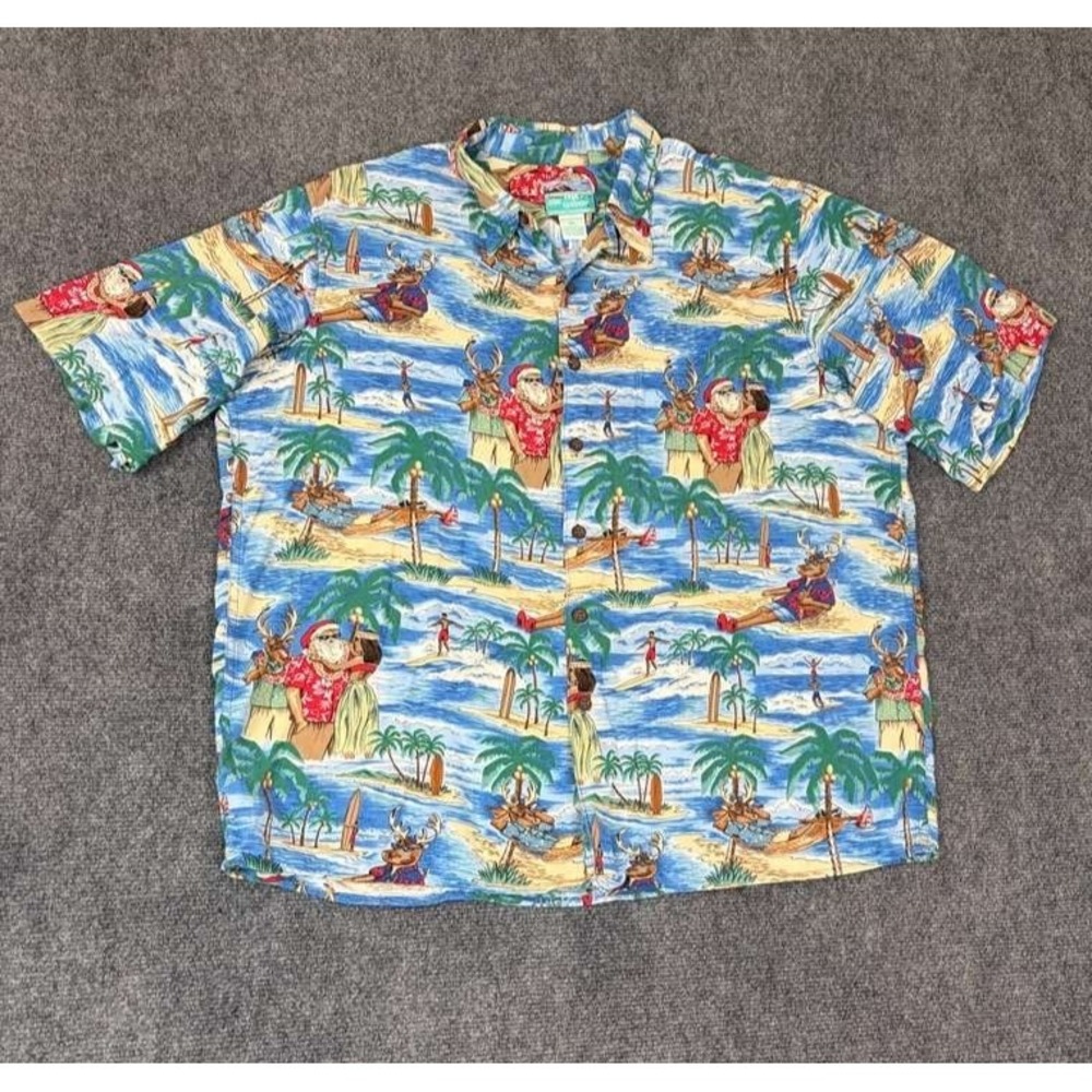Vintage Reyn Spooner Christmas Santa Short Sleeve Hawaiian Camp Shirt - Size XL